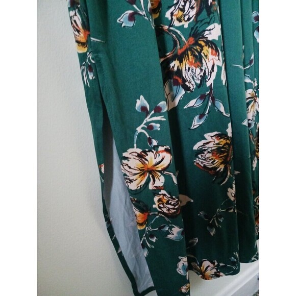 Fortune + Ivy Womens Floral Maxi Dress Faux Wrap V Neck Knit Stretch Green L - Picture 5 of 8